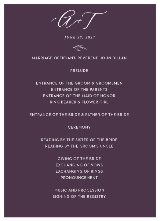 Let your guests follow along with our Floral Nuptials Wedding Programs.