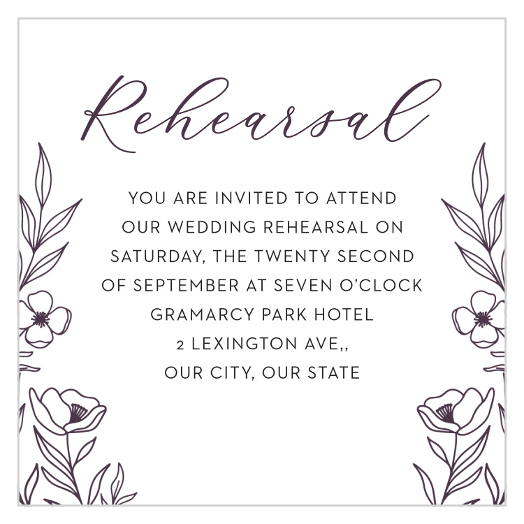 Floral Nuptials Rehearsal Cards