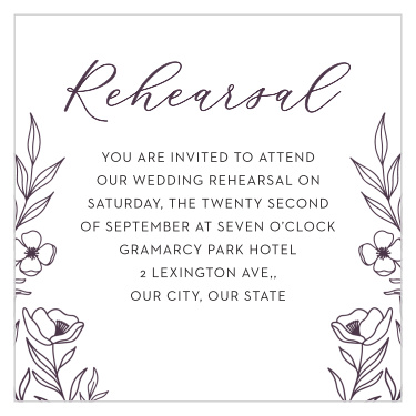 Floral Nuptials Rehearsal Cards