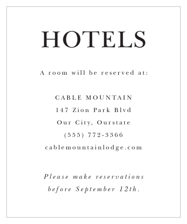 Classic Type Accommodation Cards