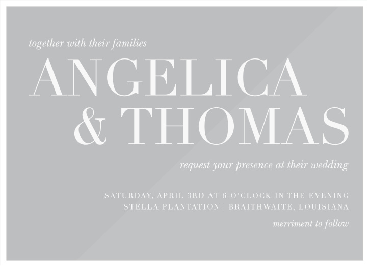 Invite your friends and family to come celebrate with you on your special day with the Classic Editorial Clear Wedding Invitations!
