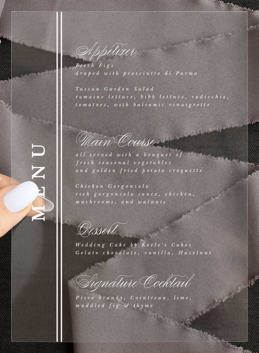 Classical Tradition Clear Wedding Menus