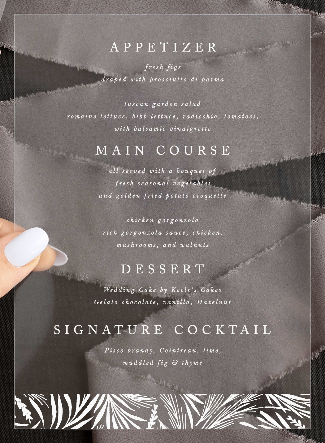 Garden Circles Clear Wedding Menus