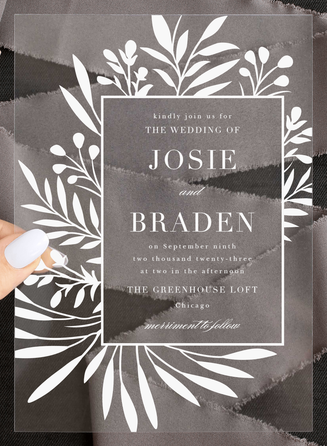 Offset Blooms Clear Wedding Invitations