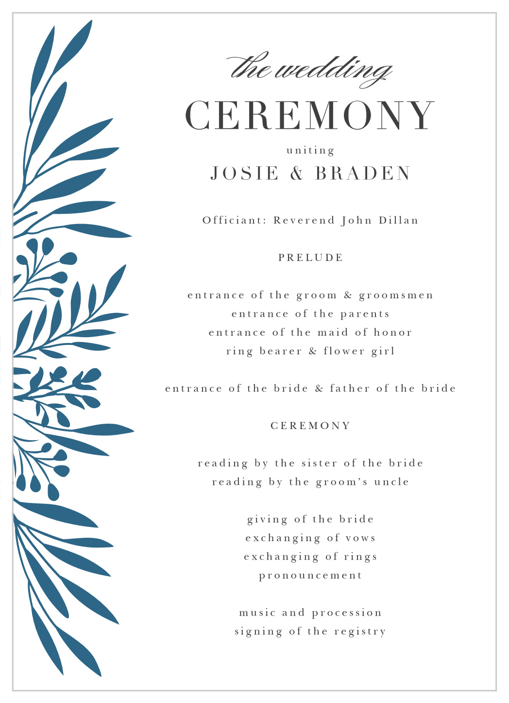 Offset Blooms Wedding Programs