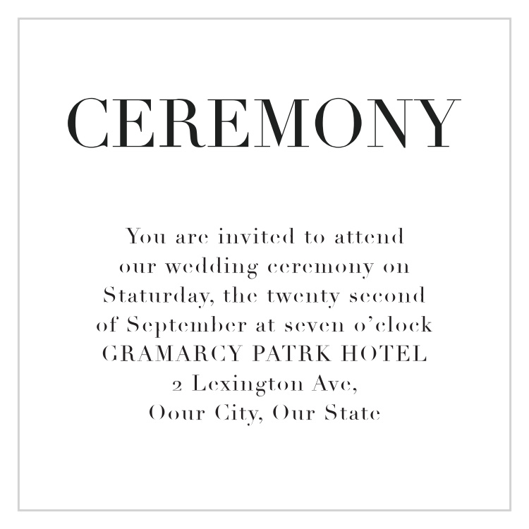 Classic Editorial Ceremony Cards