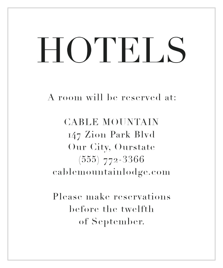 Classic Editorial Accommodation Cards