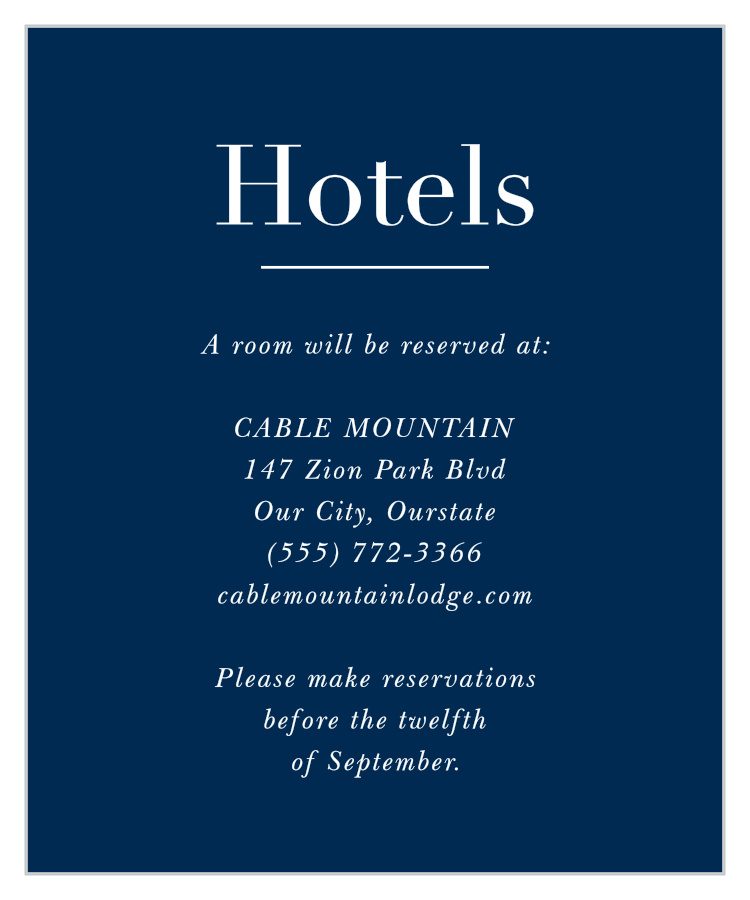 Chapter One Accommodation Cards