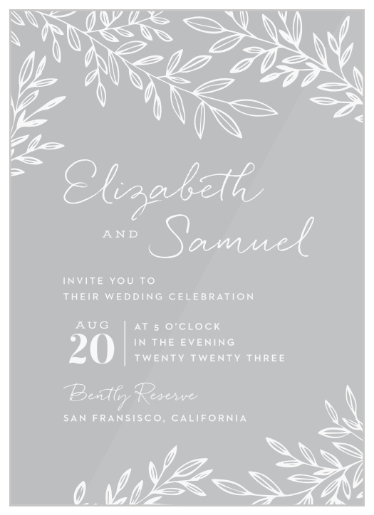 Gather close friends and family together to celebrate your marriage with our Botanical Greenhouse Clear Wedding Invitations. 