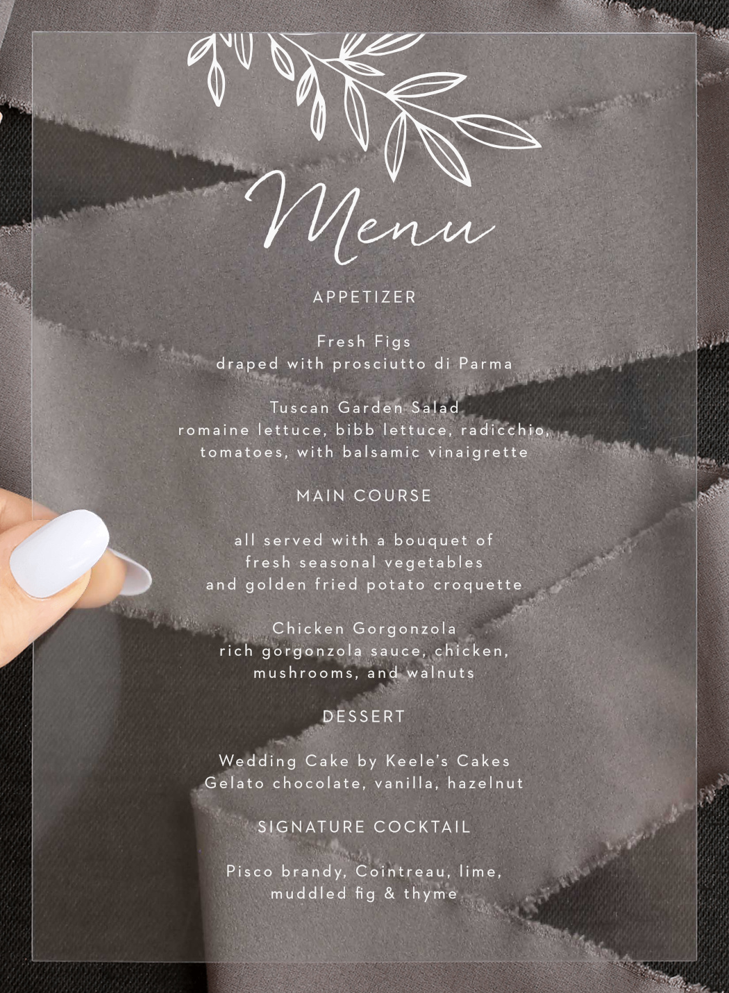 Botanical Greenhouse Clear Wedding Menus