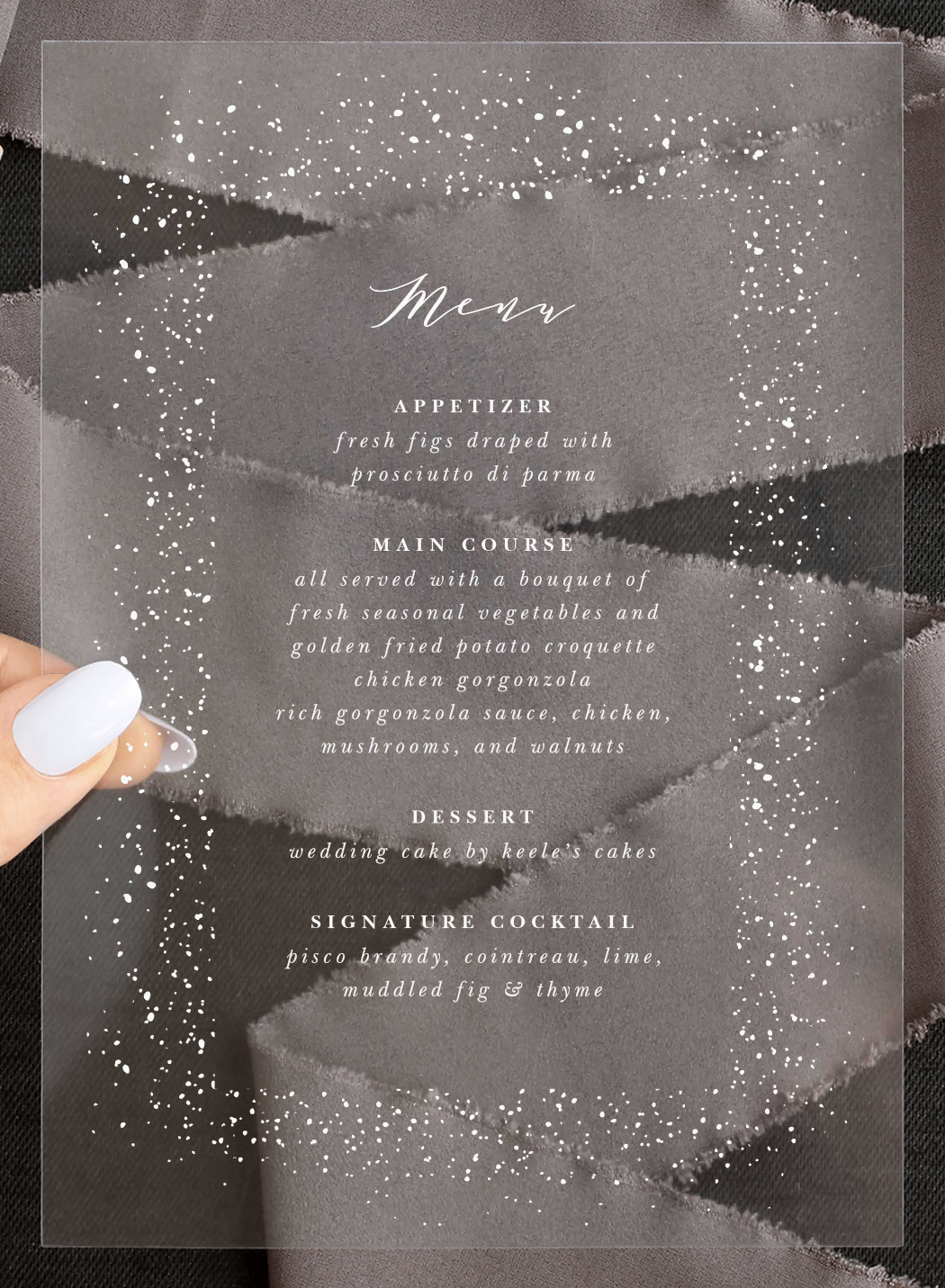 Stunning Stardust Clear Wedding Menus