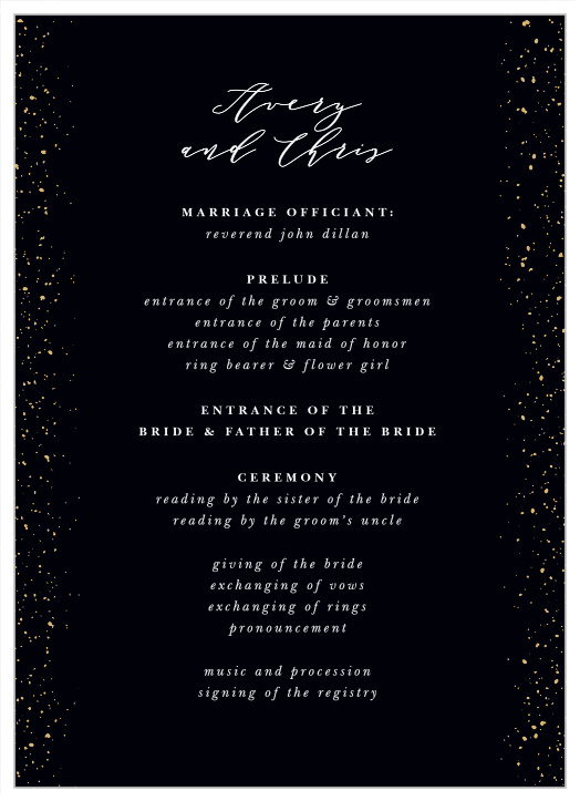 Share your wedding information in dazzling style with our Stunning Stardust Wedding Programs. 