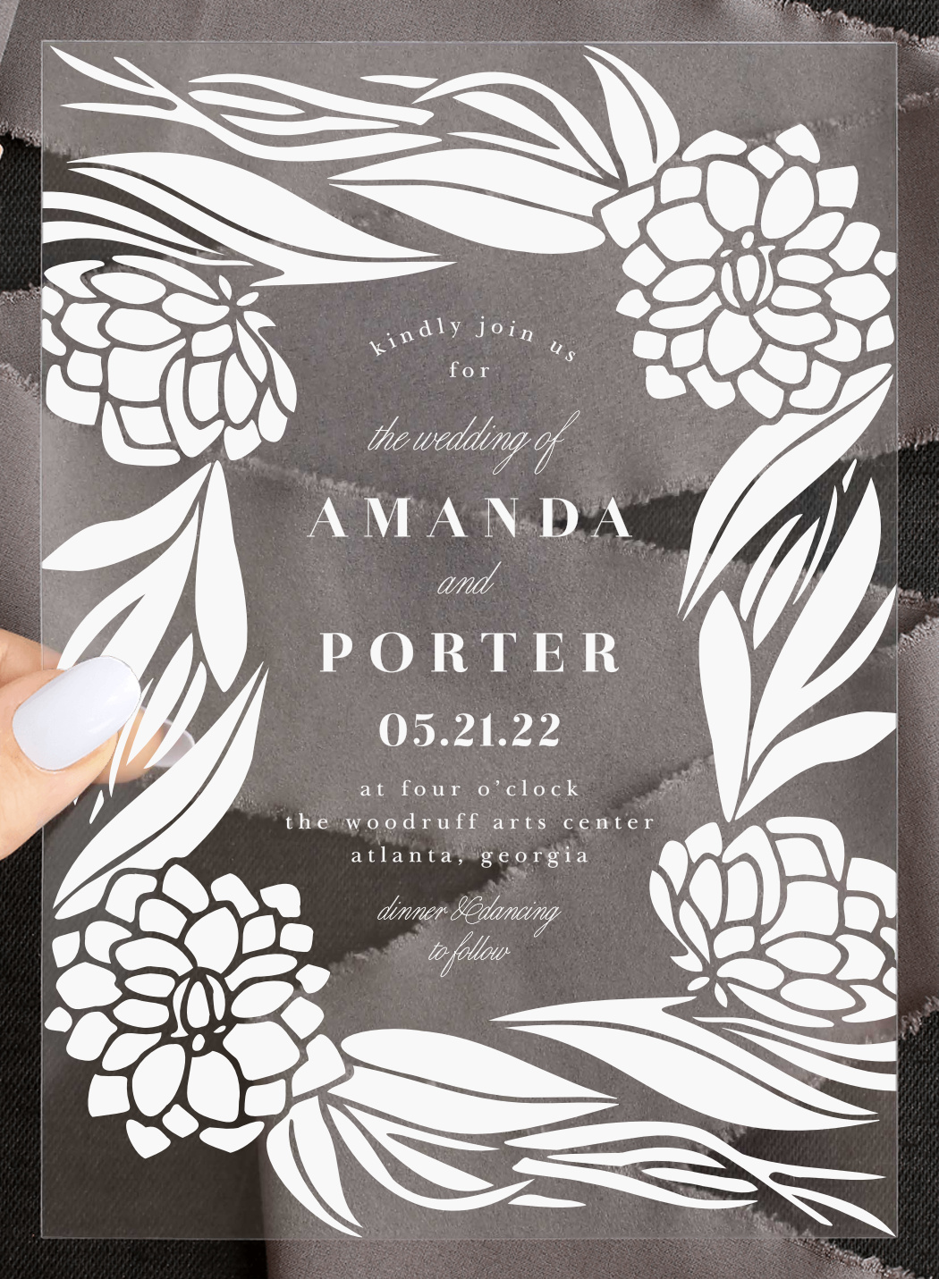 Rich Florals Clear Wedding Invitations