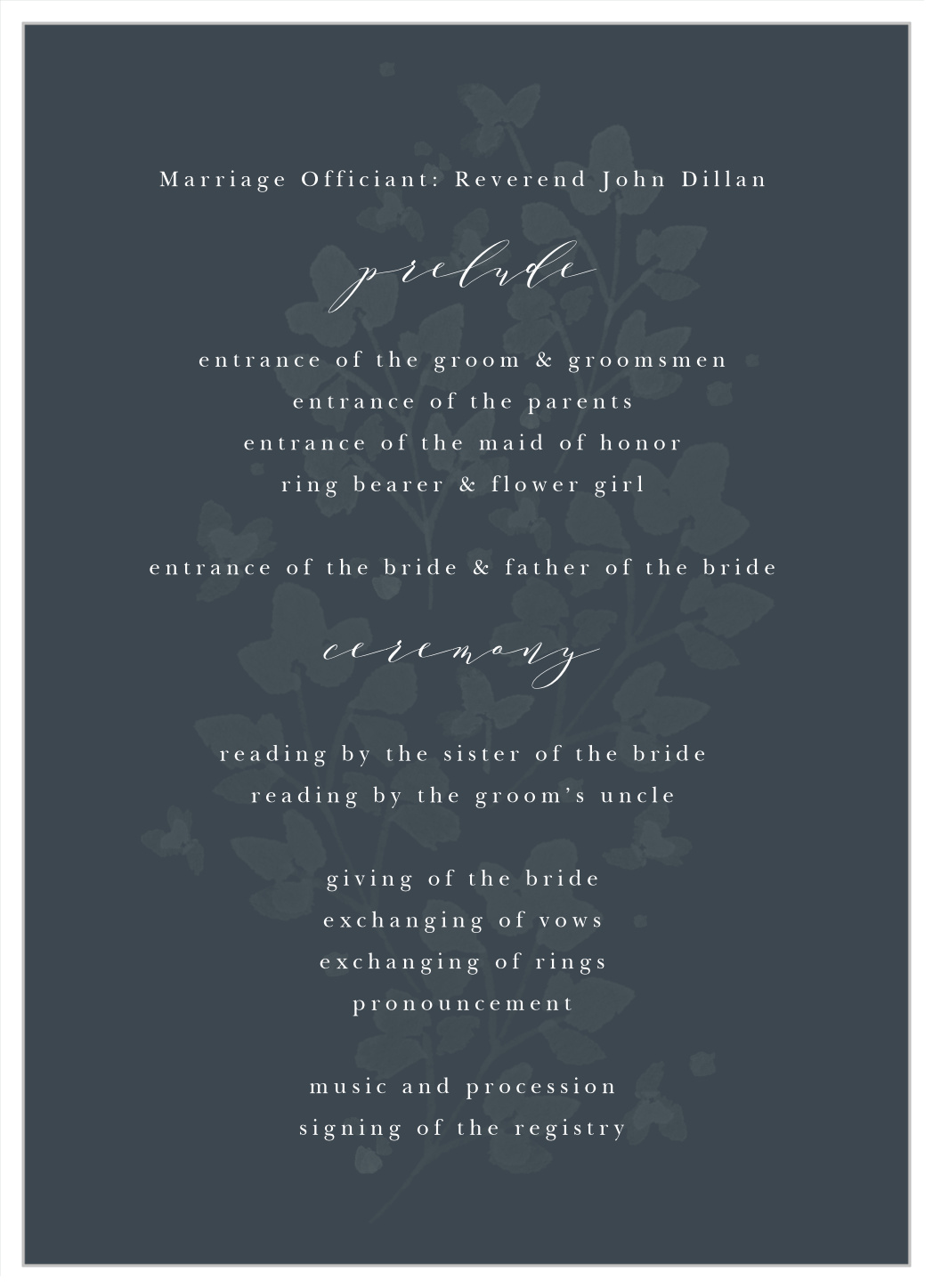 Botanical Arch Wedding Programs
