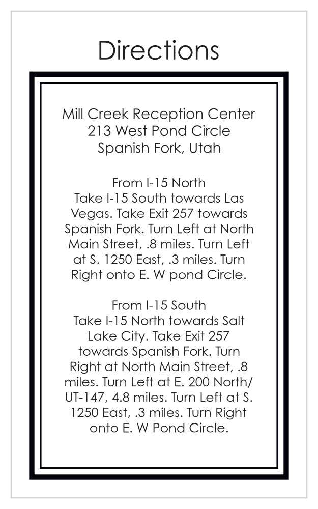 Formal Photo Direction Cards