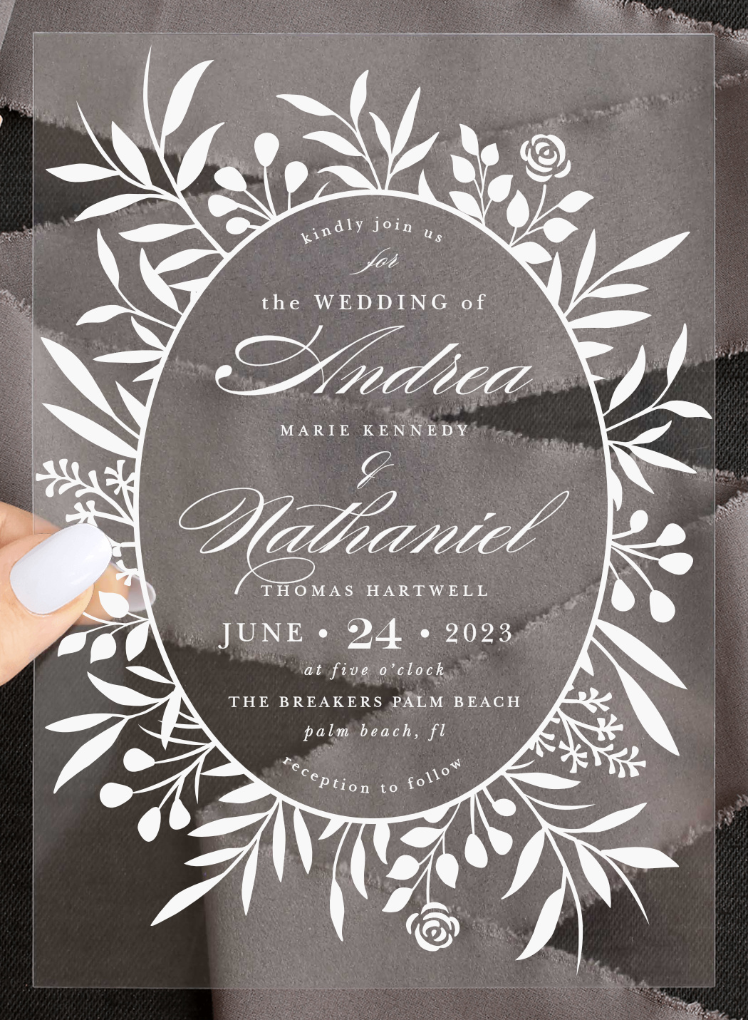 Floral Surround Clear Wedding Invitations