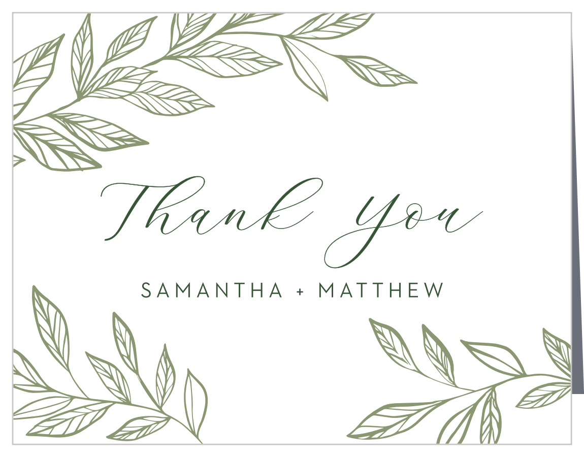 Wispy Leaves Wedding Thank You Cards