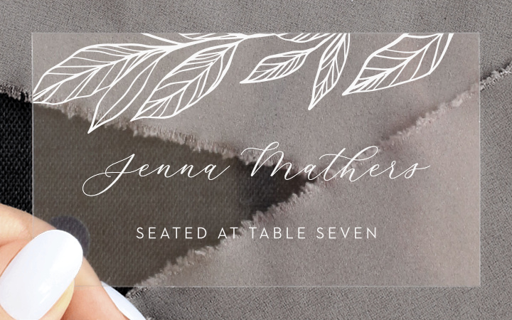 Wispy Leaves Clear Place Cards