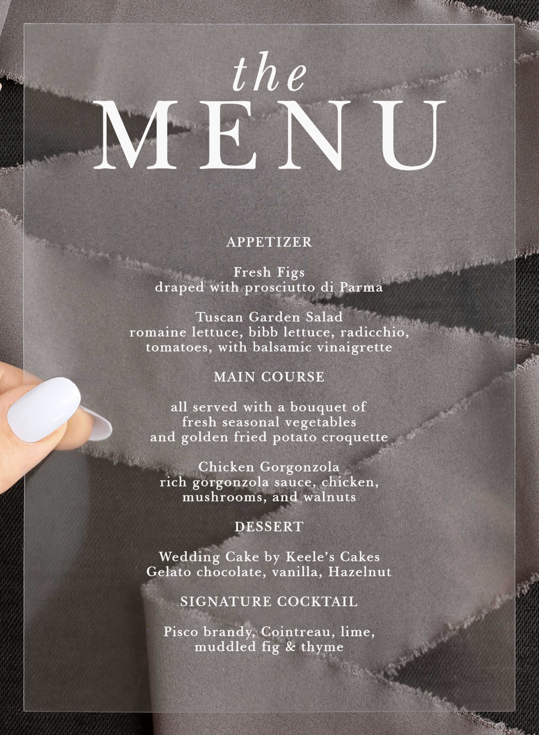 Simply Styled Clear Wedding Menus