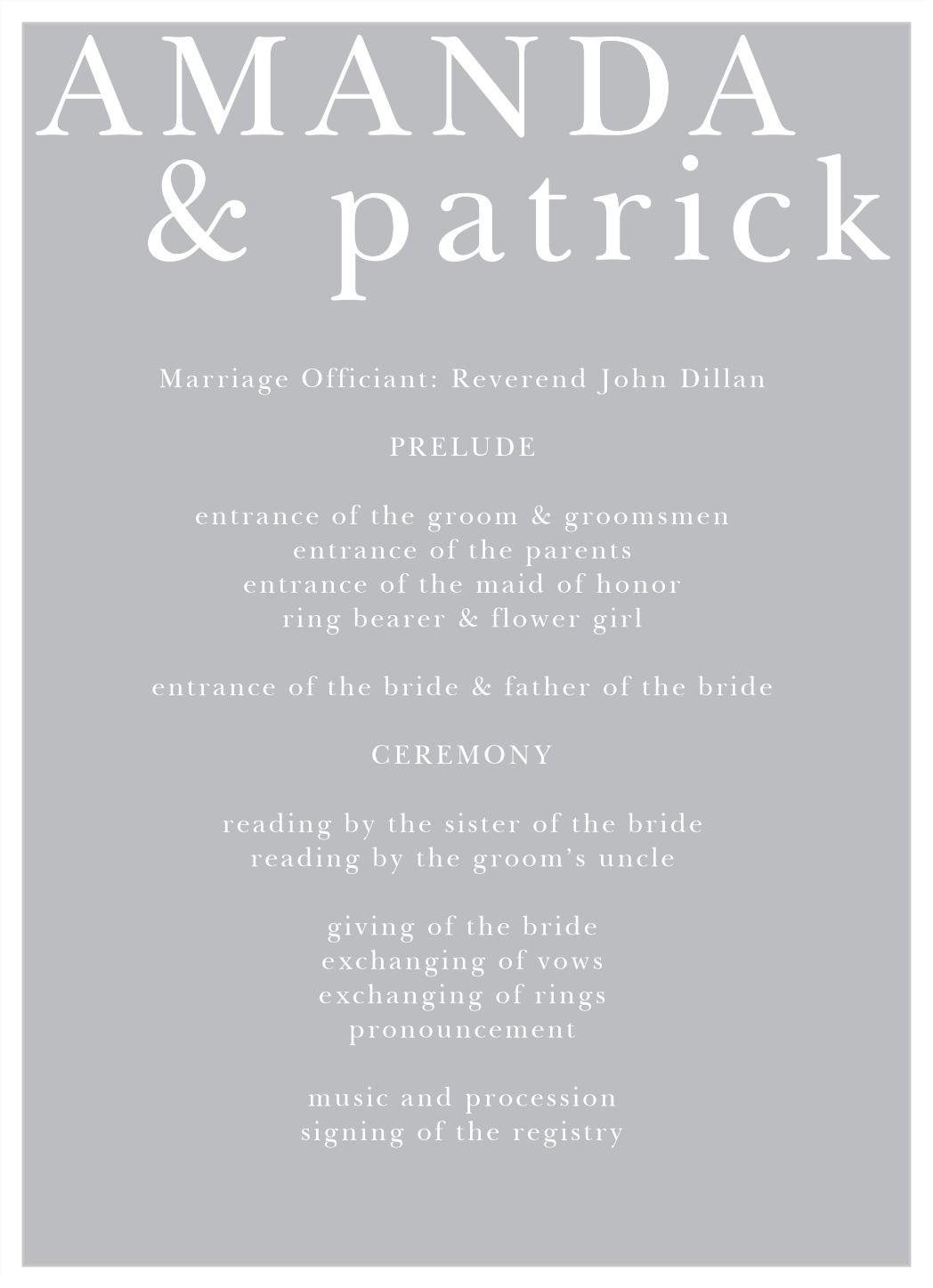 Simply Styled Wedding Programs