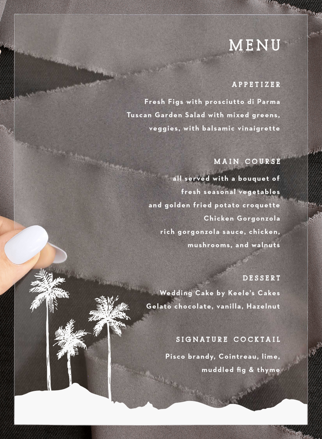 Palm Springs Clear Wedding Menus