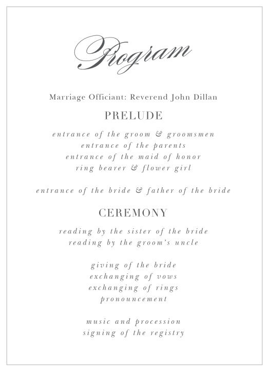 Our Simple Typography Wedding Programs walk friends and family through every step of your marriage ceremony.