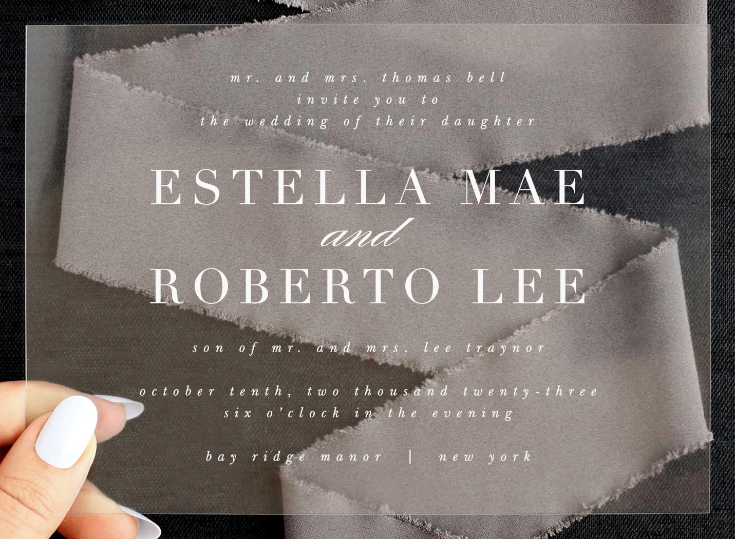 Simple Typography Clear Wedding Invitations