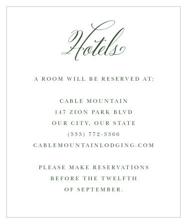 Greenery Leaves Accommodation Cards