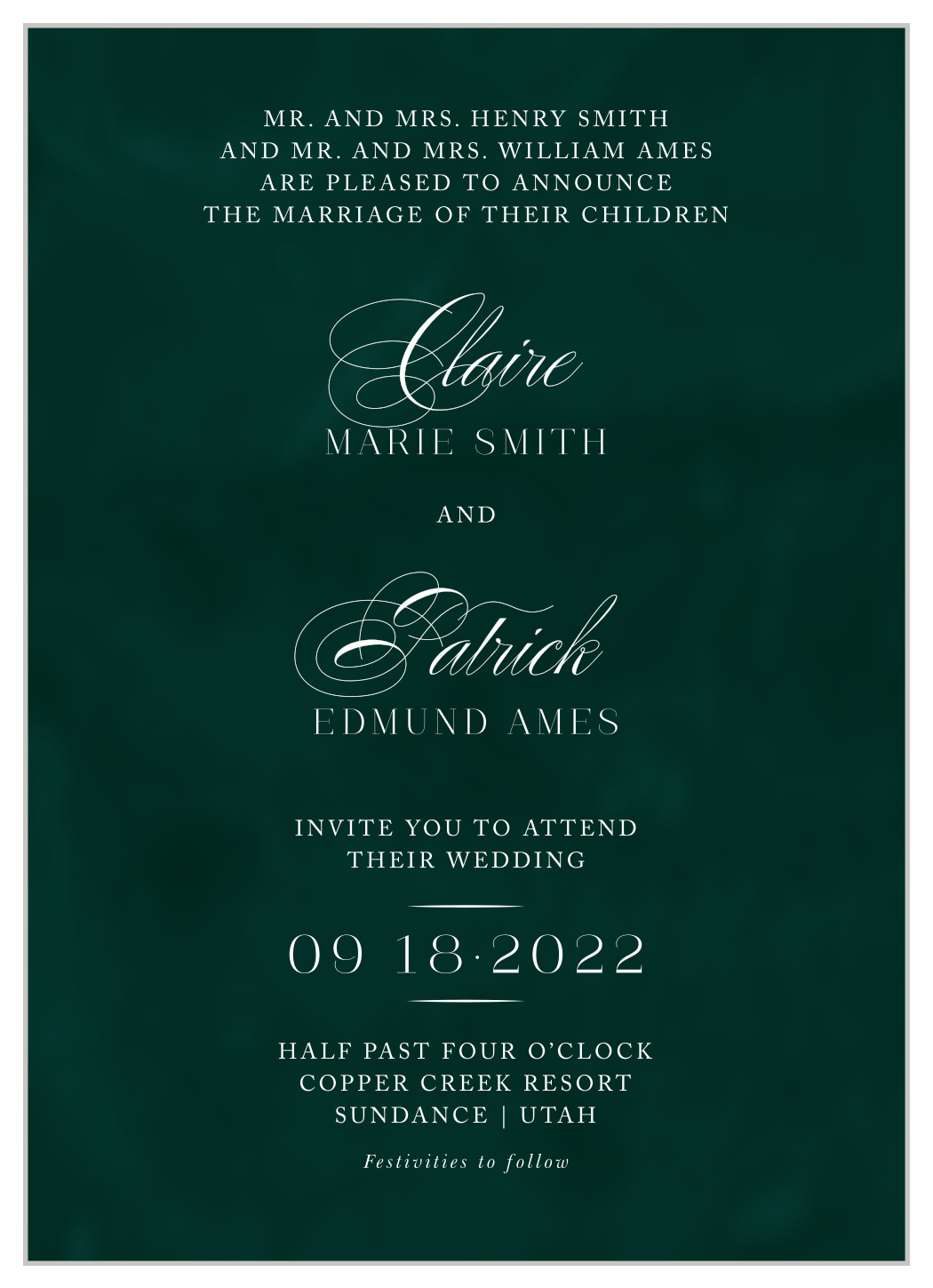 Formal Velveteen Wedding Invitations