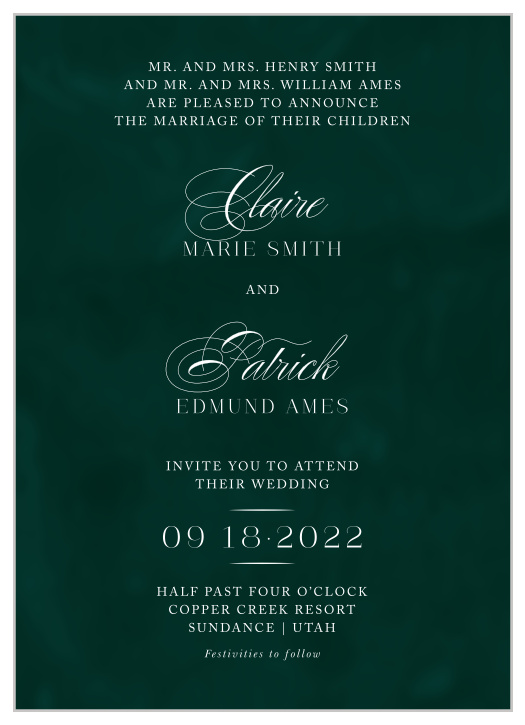 Formal Velveteen Wedding Invitations
