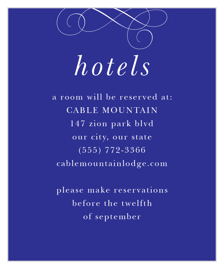Chic Elegance Accommodation Cards