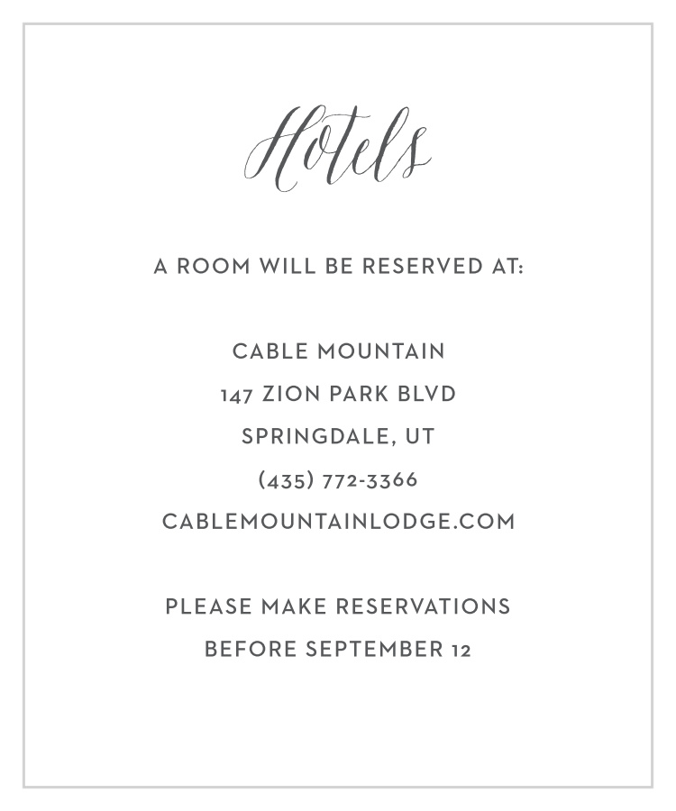 Floral Calligraphy Accommodation Cards