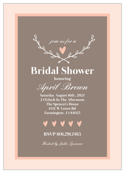 Customize this bridal shower invitation with your favorite colors, choose the pattern that matches the theme, and personalize everything instantly! There's no way you can go wrong! 