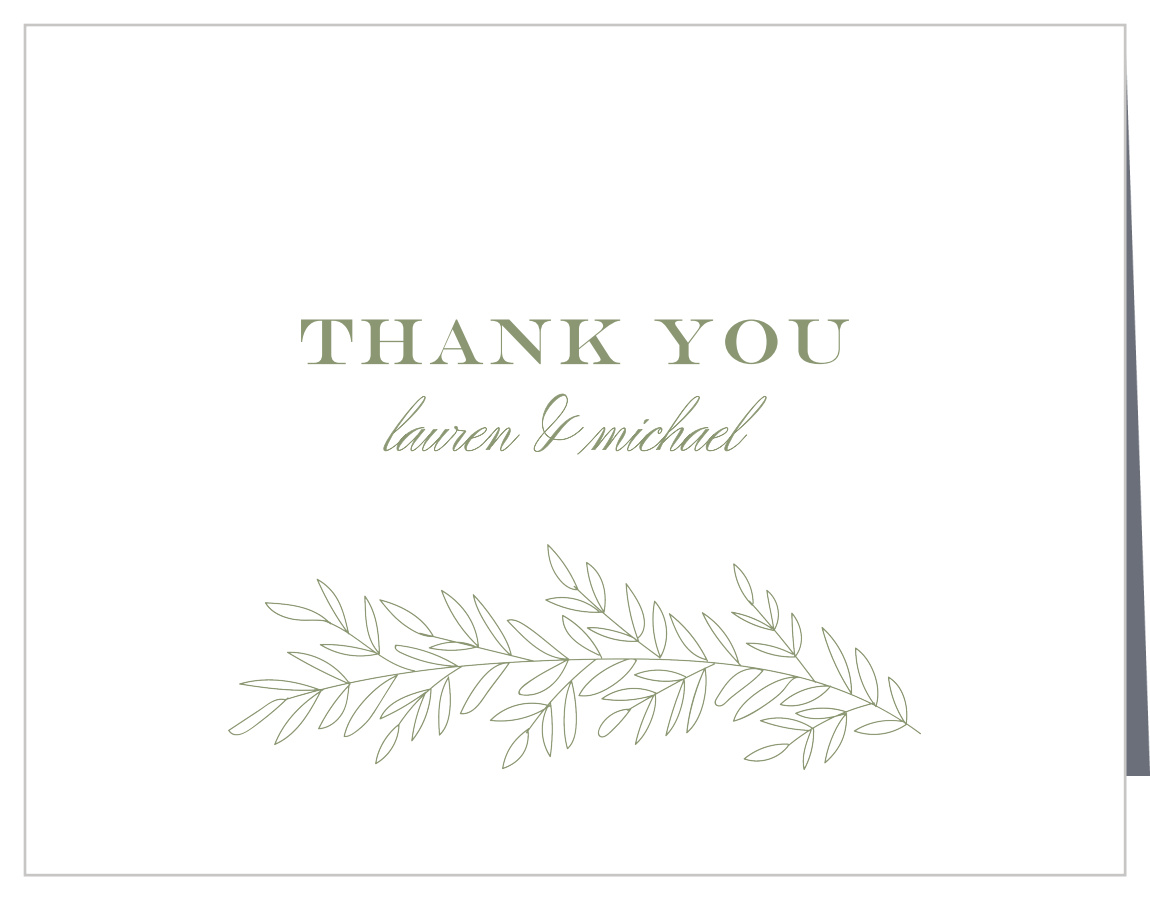 Vintage Greenery Wedding Thank You Cards