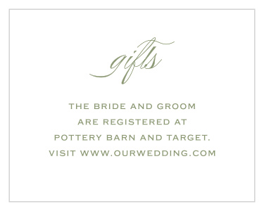 Share your wedding information in simplistic beauty with our Vintage Greenery Registry  Cards.
