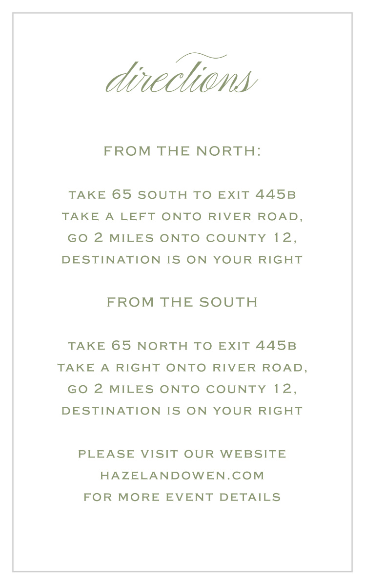 Vintage Greenery Direction Cards