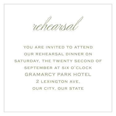 Vintage Greenery Rehearsal Cards