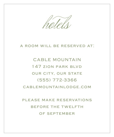 Vintage Greenery Accommodation Cards