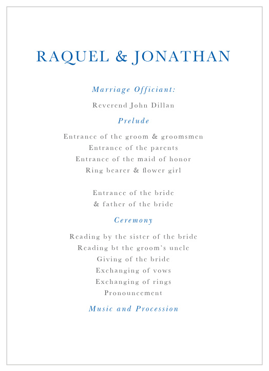 Walk friends and family through every step of your marriage ceremony with our Casual Script Wedding Programs. 