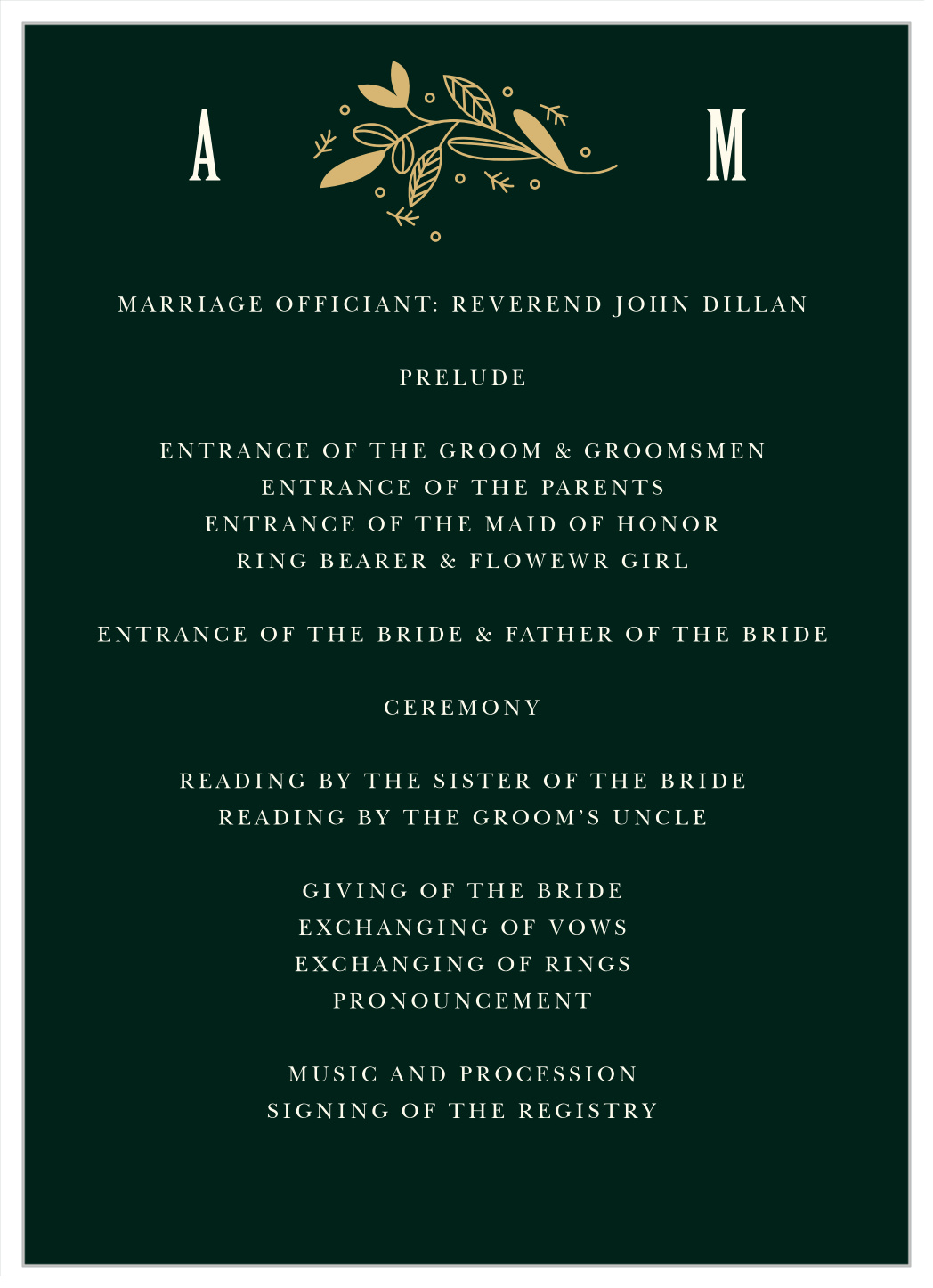 Fall Forest Wedding Programs