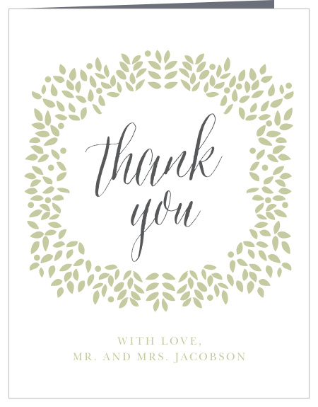 Express gratitude for the support and presence of friends and family on your special day with our Blushing Foliage Wedding Thank You Cards.