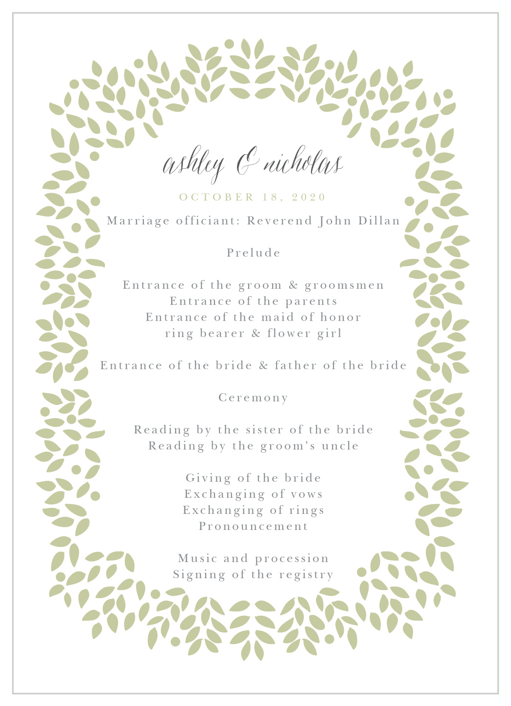 Blushing Foliage Wedding Programs