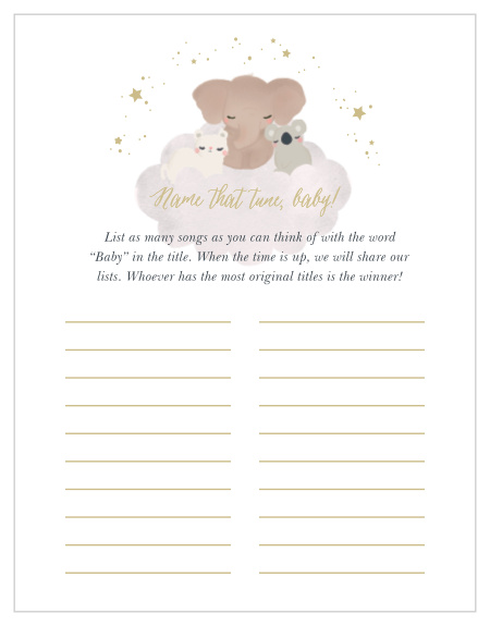 Scramble to think of the most original song titles with our simple, but hilarious, Starry Animals Baby Song Contest.
