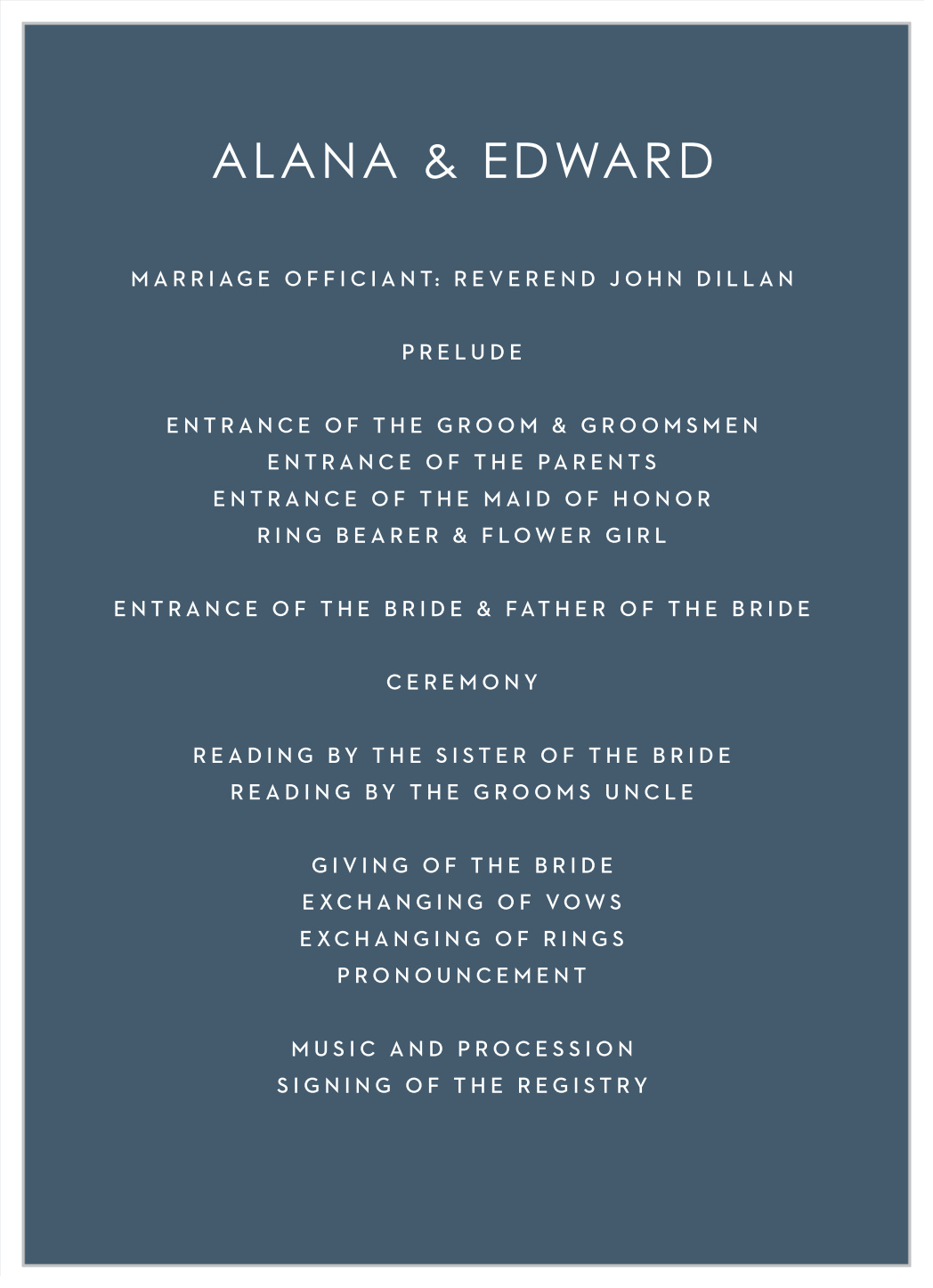 Big Script Wedding Programs