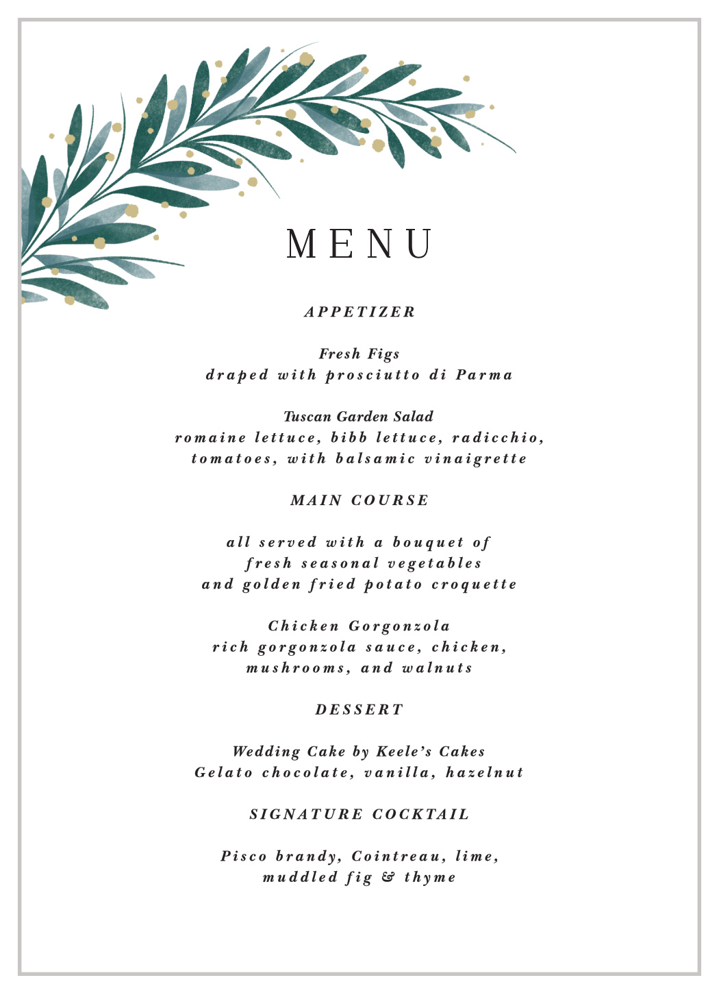 Perfect Match Wedding Menus