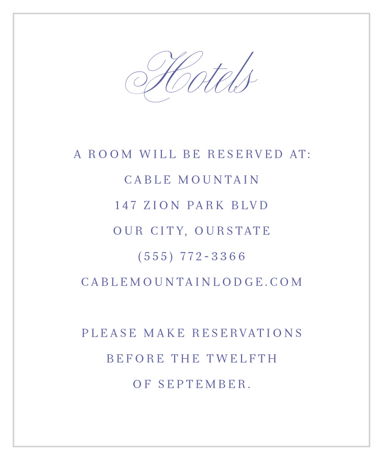 Romantic Swirls Accommodation Cards