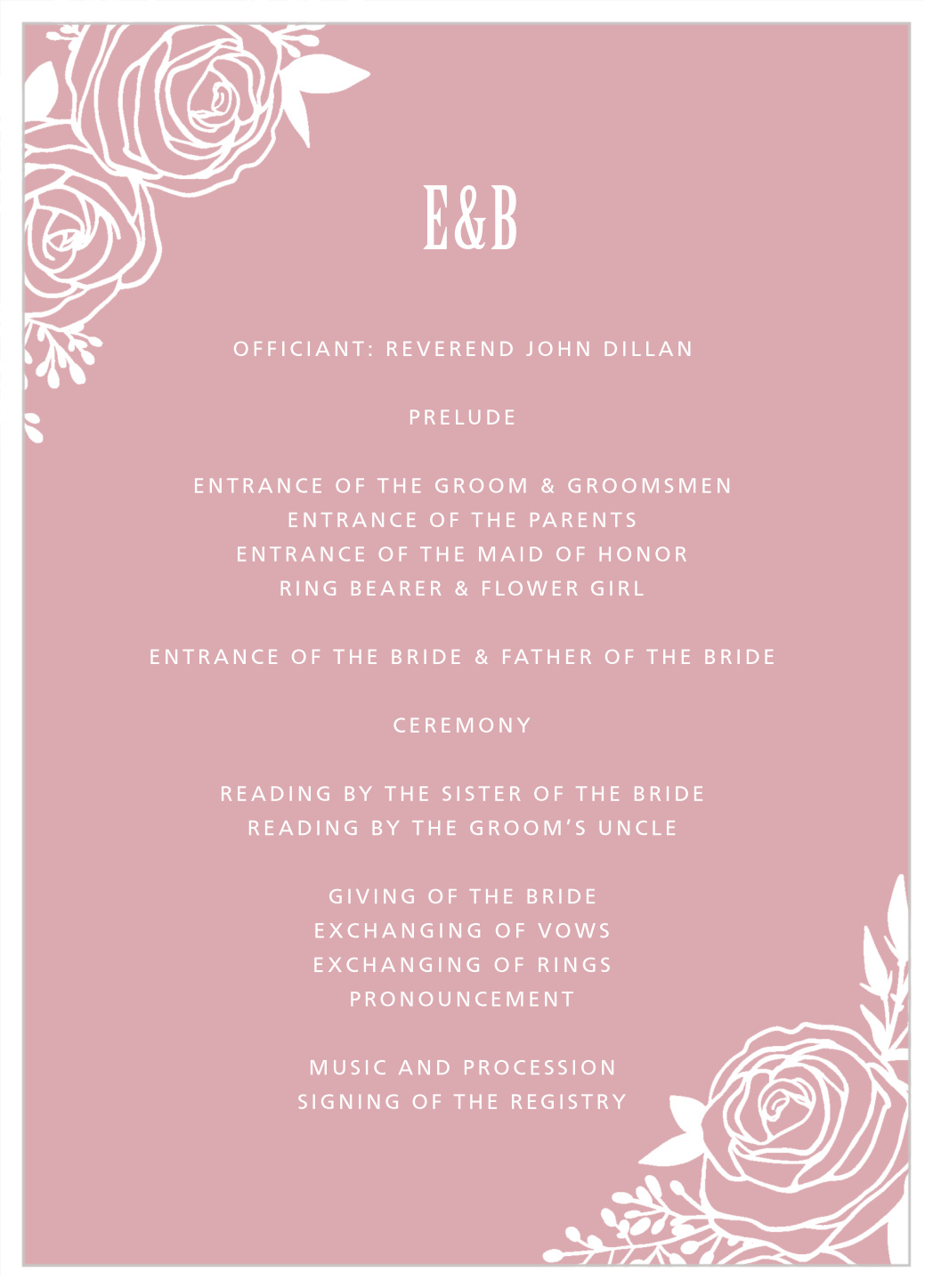 Rustic Flowers Wedding Programs