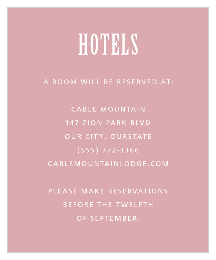 Rustic Flowers Accommodation Cards