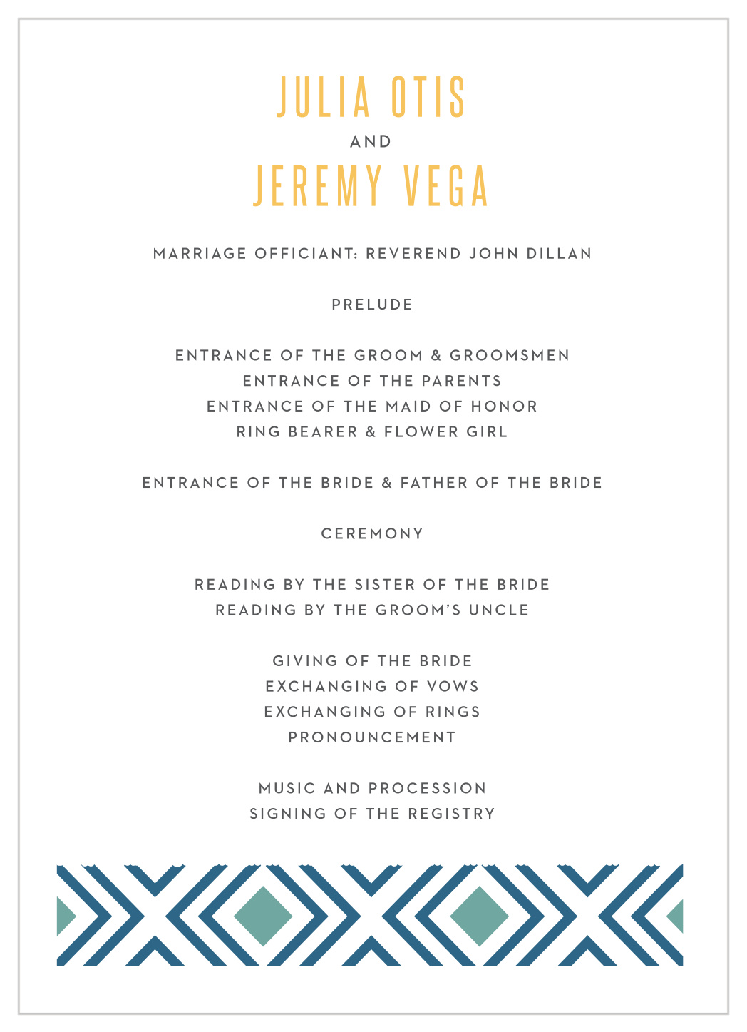 Lush Coast Wedding Programs