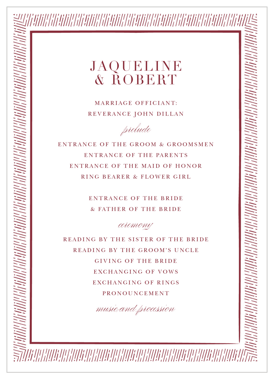 Handdrawn Frame Wedding Programs